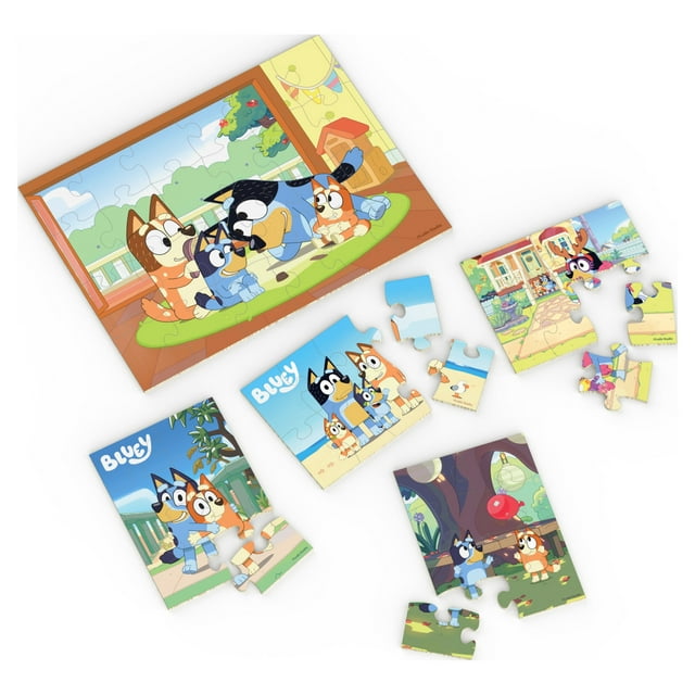 Spin Master Bluey 5 Jigsaw Puzzles with Wood Storage Box