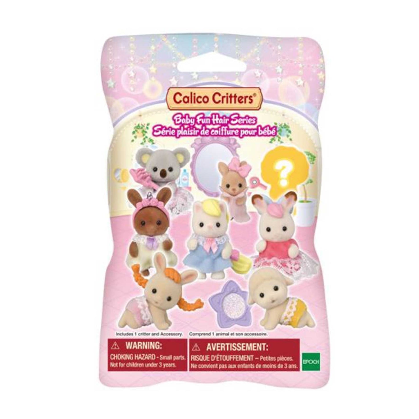 Calico Critters Baby Fun Hair Series Blind Bag Surprise Set Including Doll Figure and Accessory (Includes 1 Bag, Styles Vary)