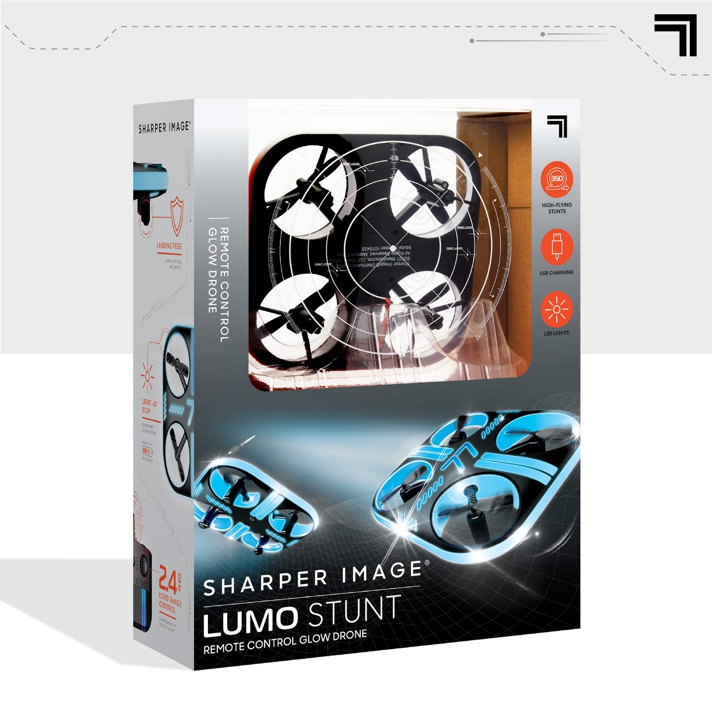SHARPER IMAGE Lumo Stunt Remote Control LED Glow Drone