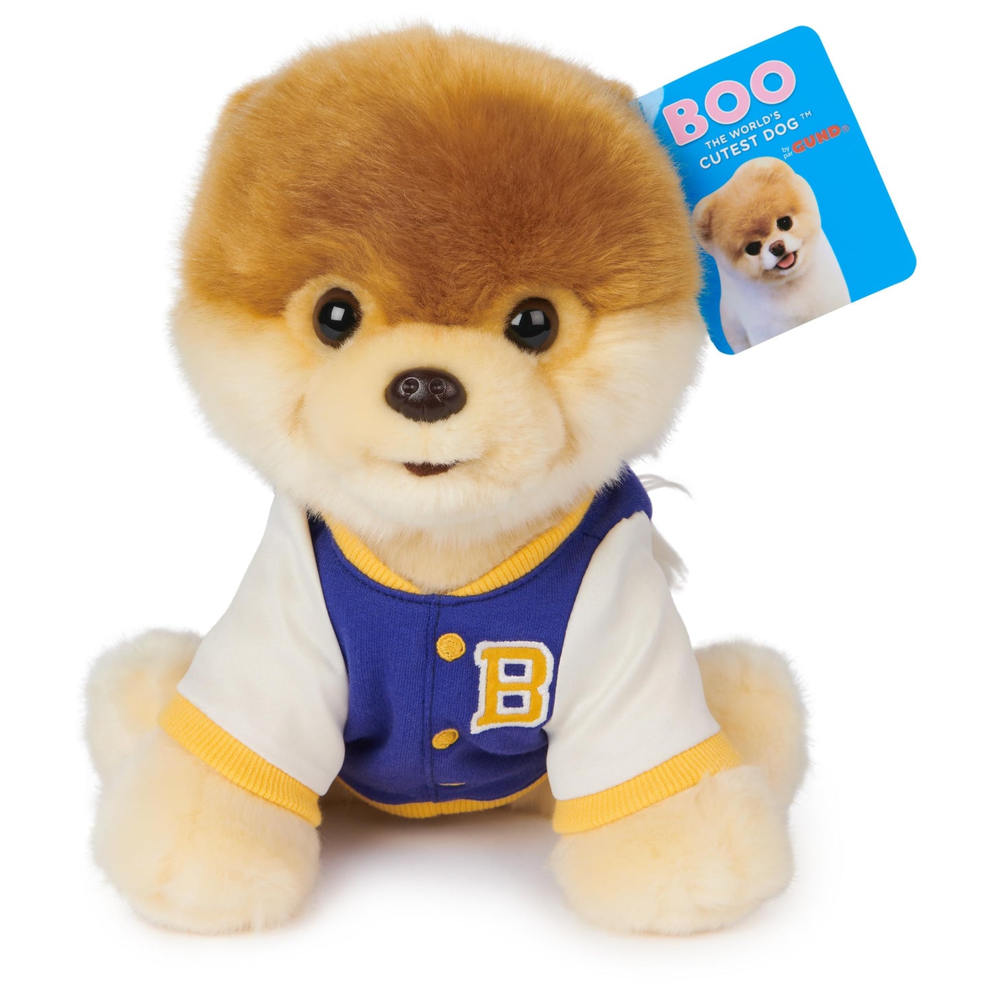 GUND Boo, The World’s Cutest Dog: Pomeranian Plush in Varsity Jacket