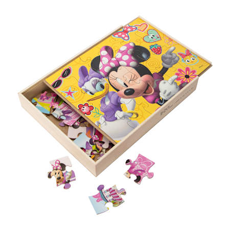 Spin Master Minnie Mouse 5 Jigsaw Puzzles with Wood Storage Box