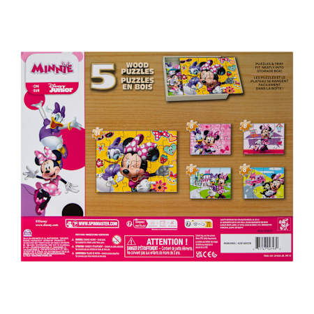 Spin Master Minnie Mouse 5 Jigsaw Puzzles with Wood Storage Box