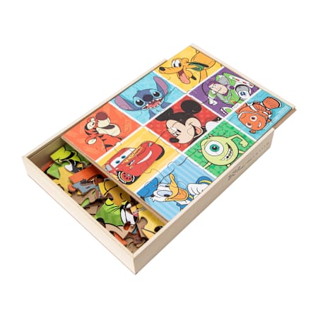 Spin Master Disney Pixar 5 Jigsaw Puzzles with Wood Storage Box