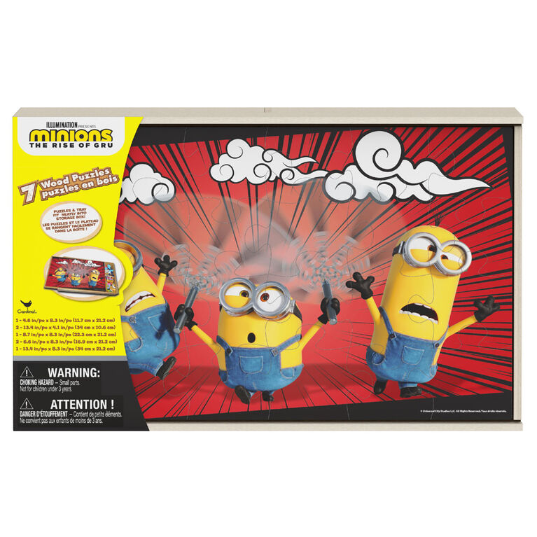 Spin Master Minions: The Rise of Gru 7-Pack Jigsaw Puzzles in Wooden Storage Box