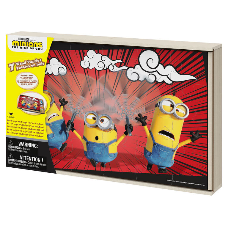 Spin Master Minions: The Rise of Gru 7-Pack Jigsaw Puzzles in Wooden Storage Box