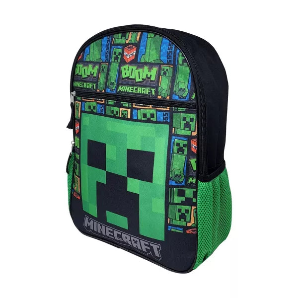 Minecraft Collage 16" Creepers Theme Kids Backpack