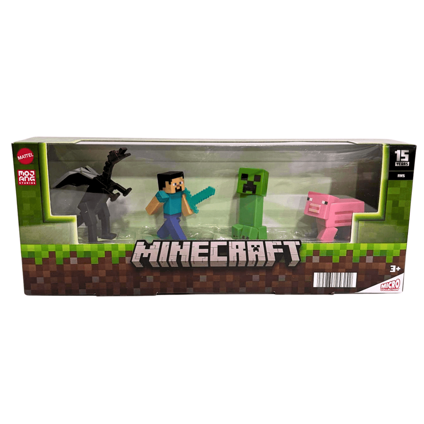 Minecraft Micro Collection Ender Dragon, Steve, Creeper & Pig Mini Figure 4-Pack