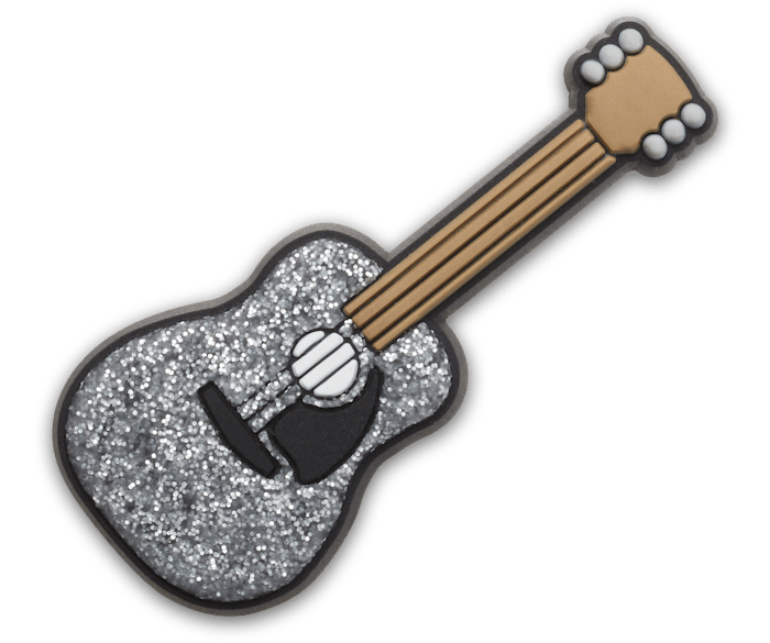 Crocs Jibbitz Sparkly Silver Guitar Shoe Charm | Jibbitz for Crocs