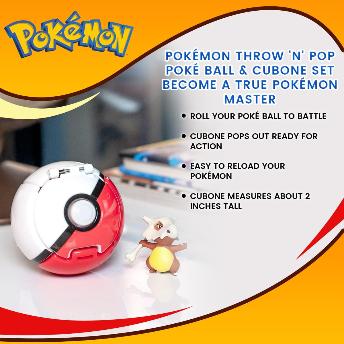 TOMY Pokemon Throw n Pop Poke Ball, Cubone and Poke Ball