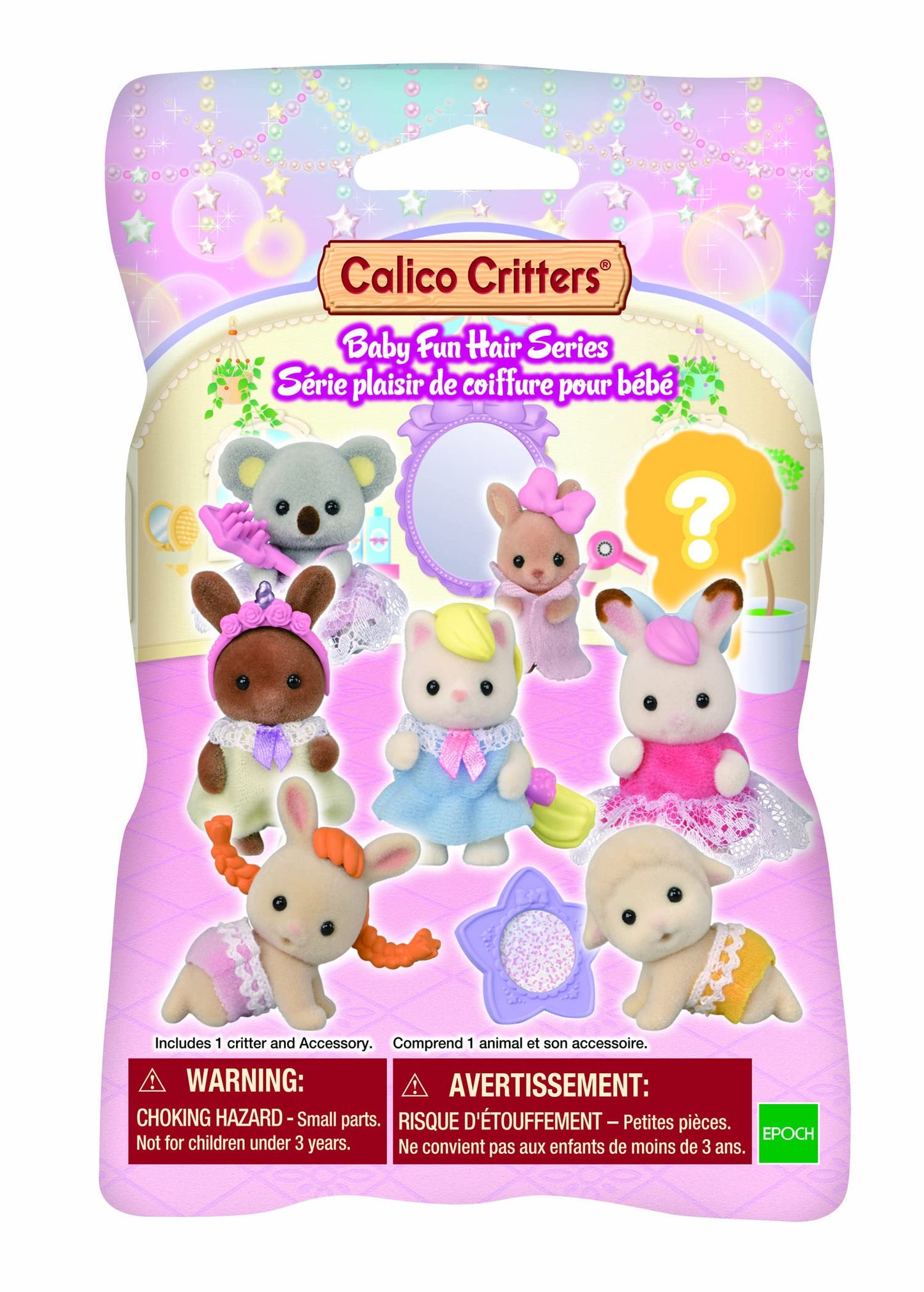 Calico Critters Baby Fun Hair Series Blind Bag Surprise Set Including Doll Figure and Accessory (Includes 1 Bag, Styles Vary)
