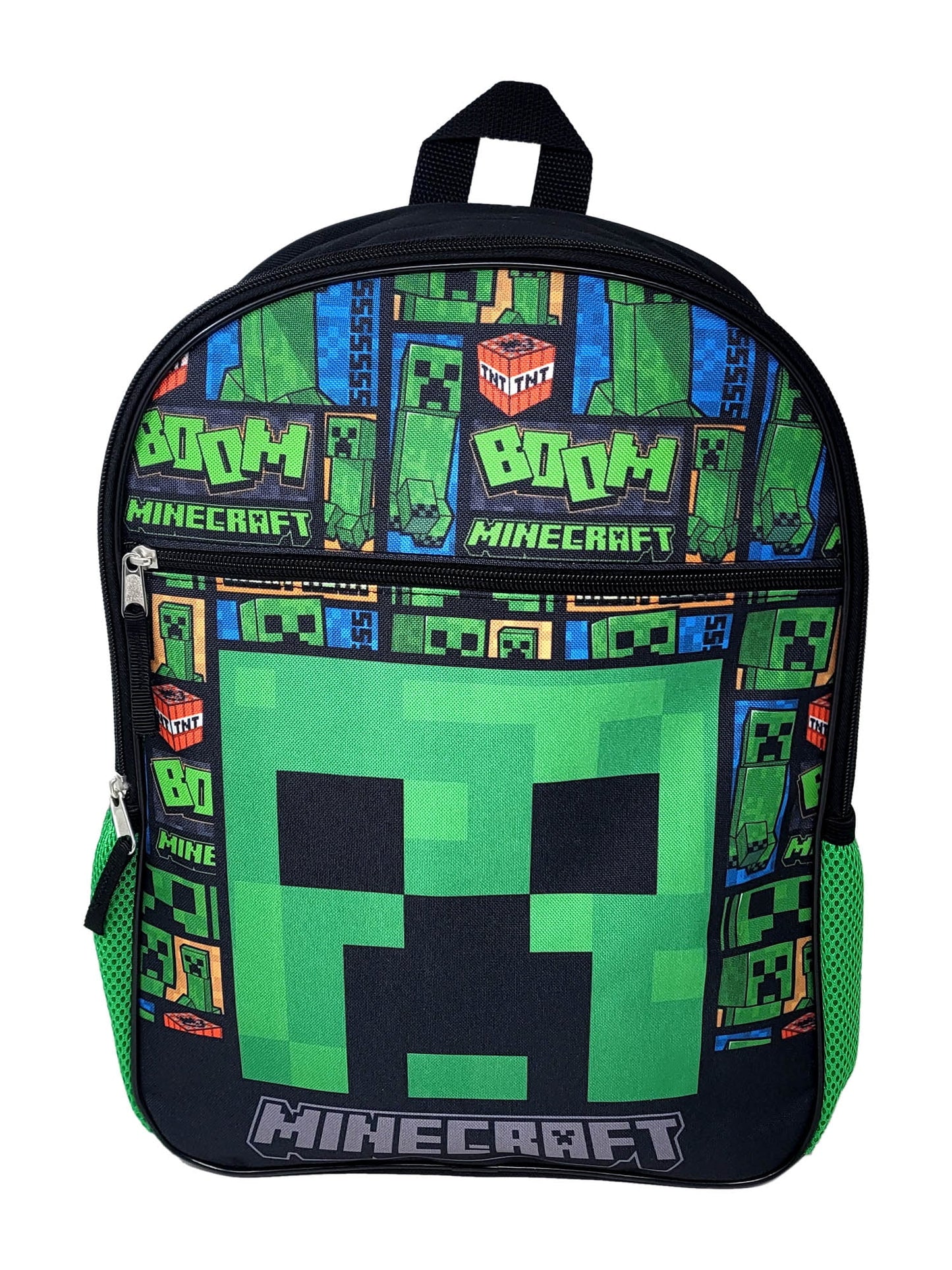 Minecraft Collage 16" Creepers Theme Kids Backpack