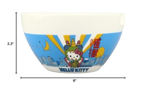 Bioworld Hello Kitty Kaiju Ceramic 20 oz Ramen Bowl with Chopsticks