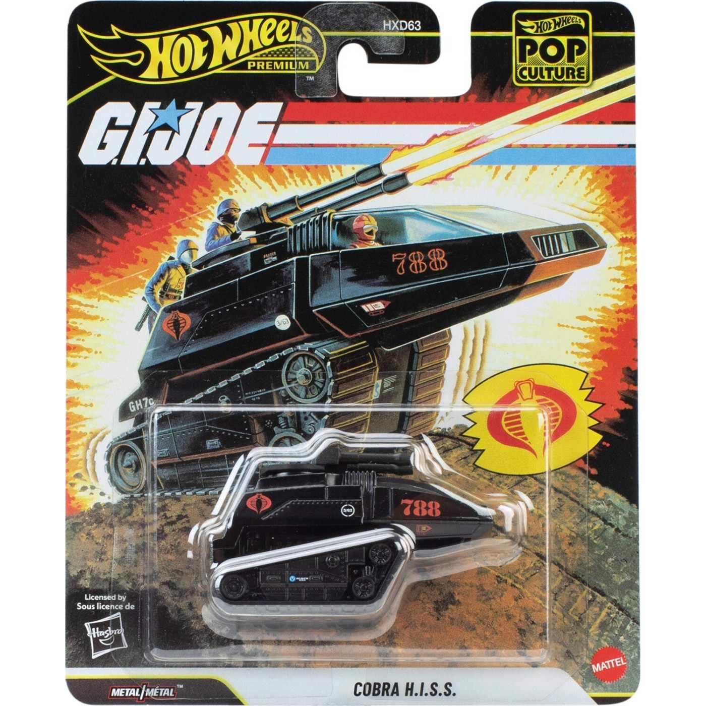 Hot Wheels Cobra H.I.S.S. G.I. Joe Pop Culture Premium Series 1:64 Scale Collectible Die Cast Model Vehicle