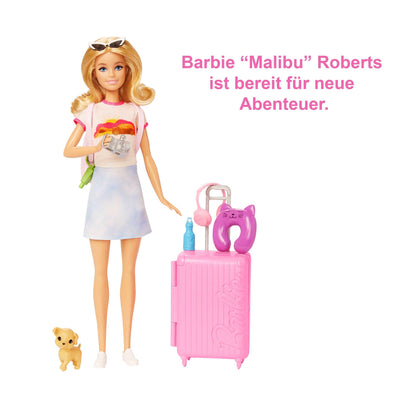 Barbie Malibu Fashion Doll Travel Set with Puppy