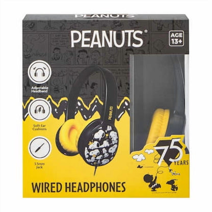 CultureFly Peanuts Wired Headphones 3.5mm Jack, Black