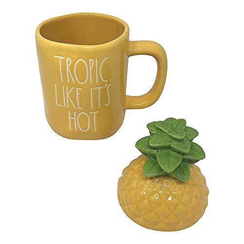 Rae Dunn Tropic Like Its Hot Coffee Mug with Decorative Ceramic Lid