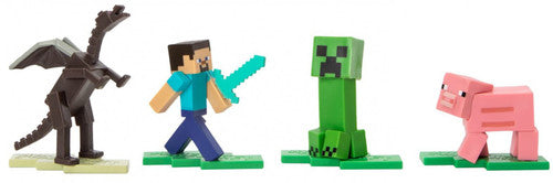 Minecraft Micro Collection Ender Dragon, Steve, Creeper & Pig Mini Figure 4-Pack