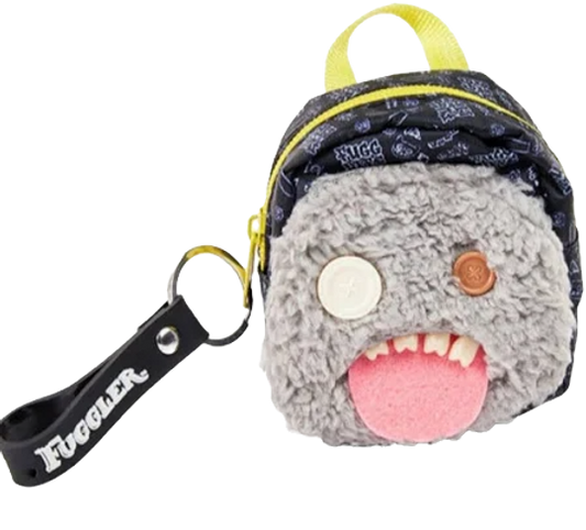 Fuggler Mini Backpack Keyring with Bonus Mini Stationery, Grey
