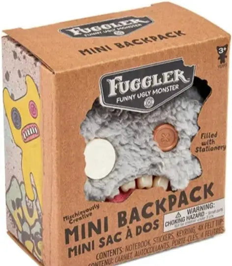 Fuggler Mini Backpack Keyring with Bonus Mini Stationery, Grey