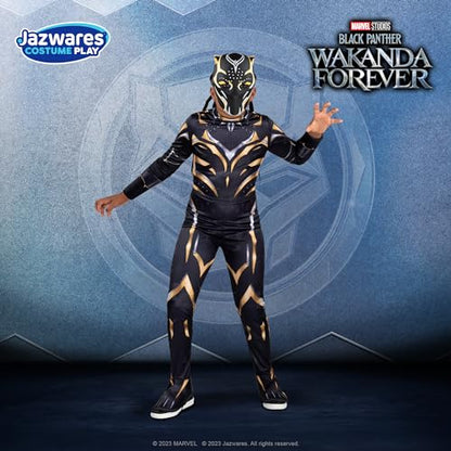 Marvel Black Panther Official Youth Halloween Costume - Premium Quality Padded Jumpsuit with Plastic Mask (L)