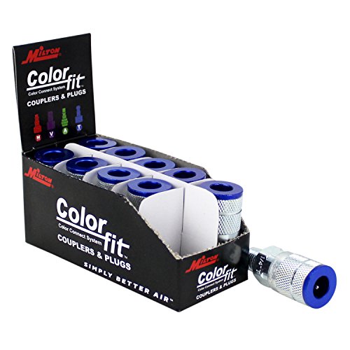 Milton 786TC ColorFit Couplers, T-style Blue, 1/4" NPT Male, Box of 10