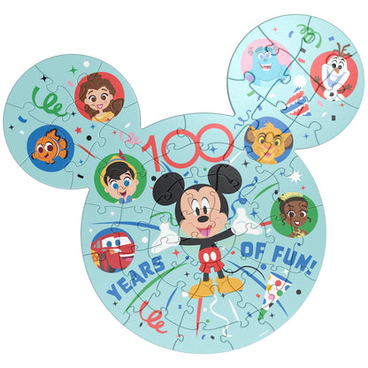 Disney 100th Anniversary 48-Piece Puzzle, 100 Years of Fun Mickey Ears Disney Puzzle