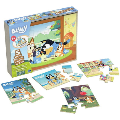 Spin Master Bluey 5 Jigsaw Puzzles with Wood Storage Box