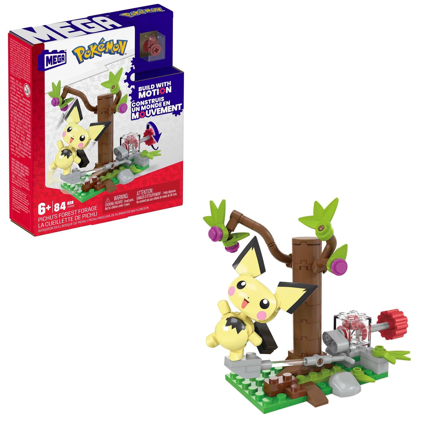 MEGA Pokémon Action Figure Building Toy Set, Pichu's Forest Forage - 84 Pieces