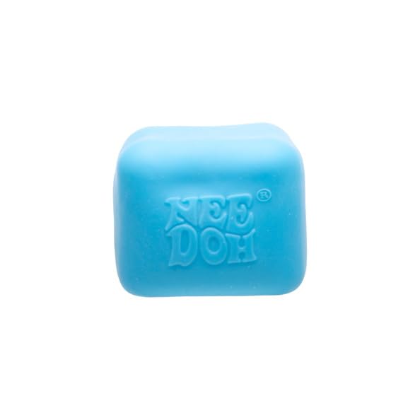 Schylling NeeDoh Nice Cube Glow - Sensory Toy with a Super Solid Squish - Glows in The Dark and Always Returns to its Square Shape - Ages 3 and Up - Blue; One Cube Per Pack