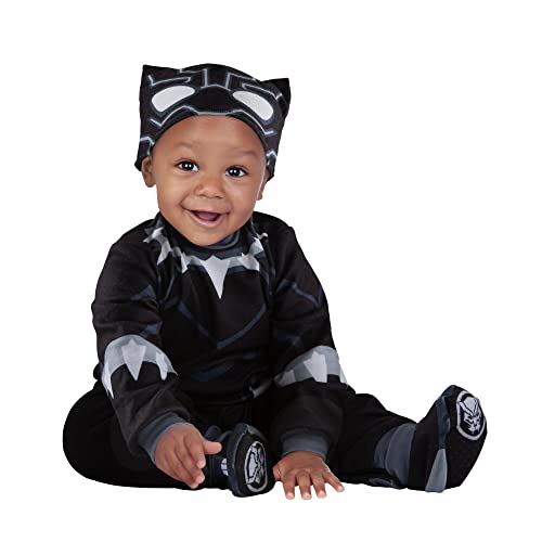 Marvel Infant Black Panther Costume for Boys, Official Black Panther Jumpsuit Costume 0-6 monyhs