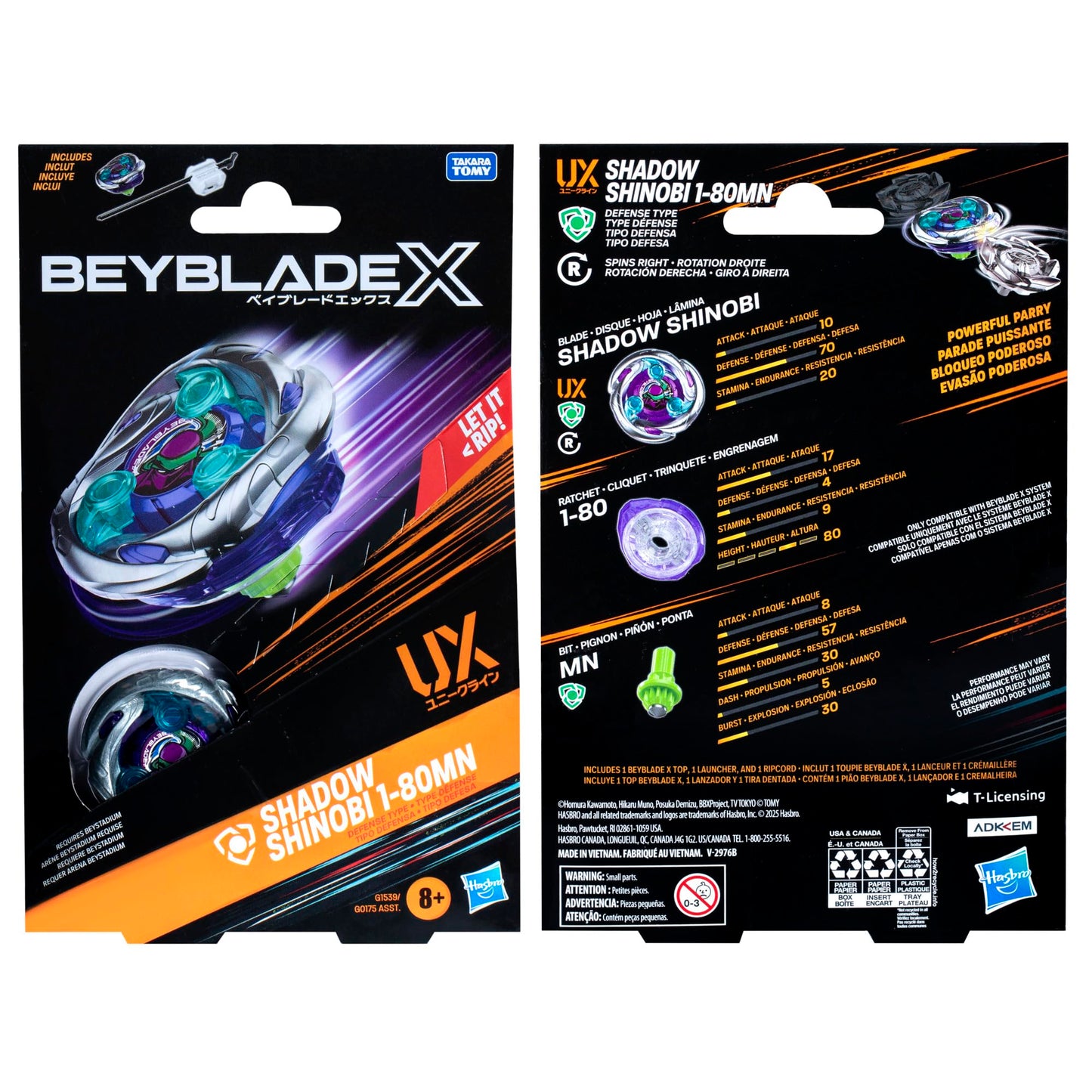 Beyblade X Shadow Shinobi 1-80MN UX Starter Pack Set