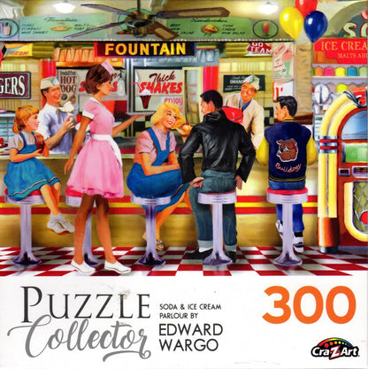 RoseArt Puzzle Collector Soda & Ice Cream Parlour Jigsaw Puzzle, 300 pieces with bonus poster