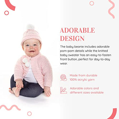 Elly & Emmy Baby Girls 2-Piece Knit Sweater and Hat, My First Dress Up, 6-12 ...