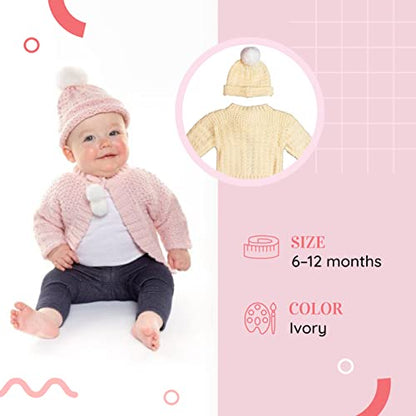 Elly & Emmy Baby Girls 2-Piece Knit Sweater and Hat, My First Dress Up, 6-12 ...