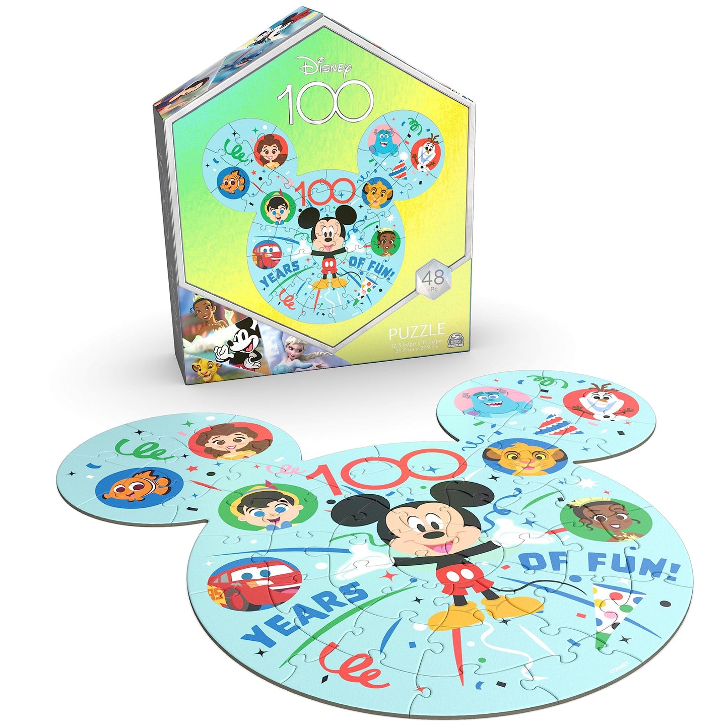 Disney 100th Anniversary 48-Piece Puzzle, 100 Years of Fun Mickey Ears Disney Puzzle