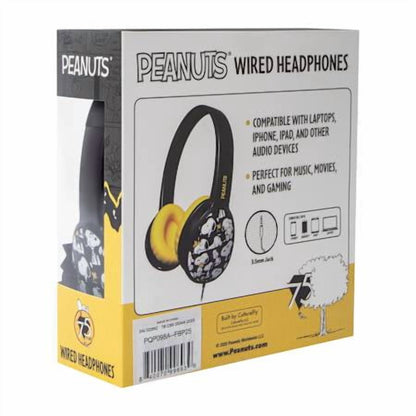 CultureFly Peanuts Wired Headphones 3.5mm Jack, Black
