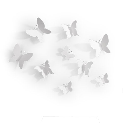 Umbra Mariposa Molded Butterfly Wall Décor, Set of 9, White