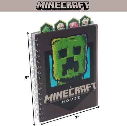 Minecraft Movie Tab Journal Notebook for Kids, Spiral Bound, 96 Lined Pages, 8 x 7 inches
