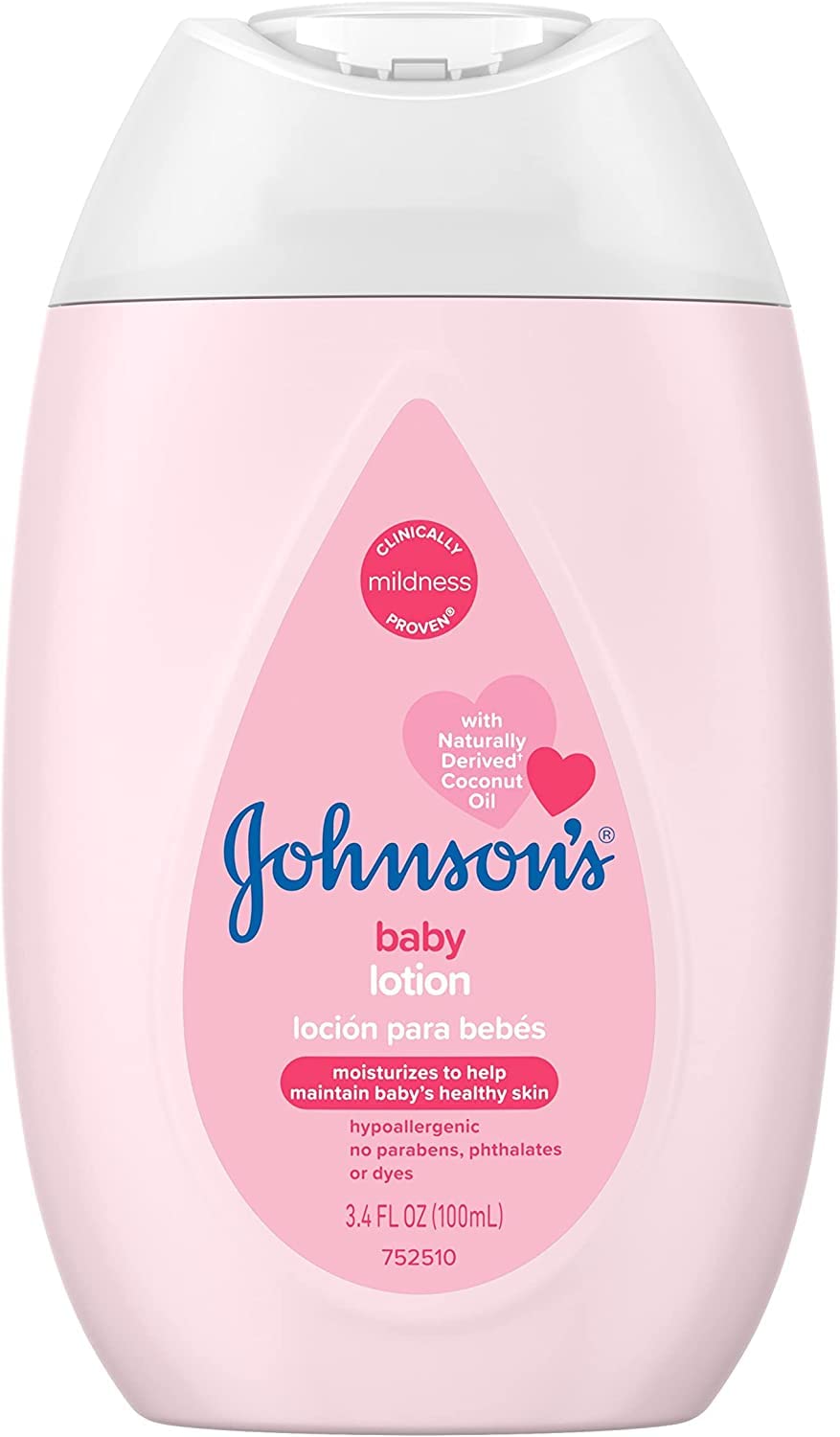 Johnson's Mild Pink Baby Lotion with Coconut Oil 3.4oz, 4-pack