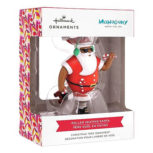 Hallmark Mahogany Roller Skating Santa Claus Christmas Ornament