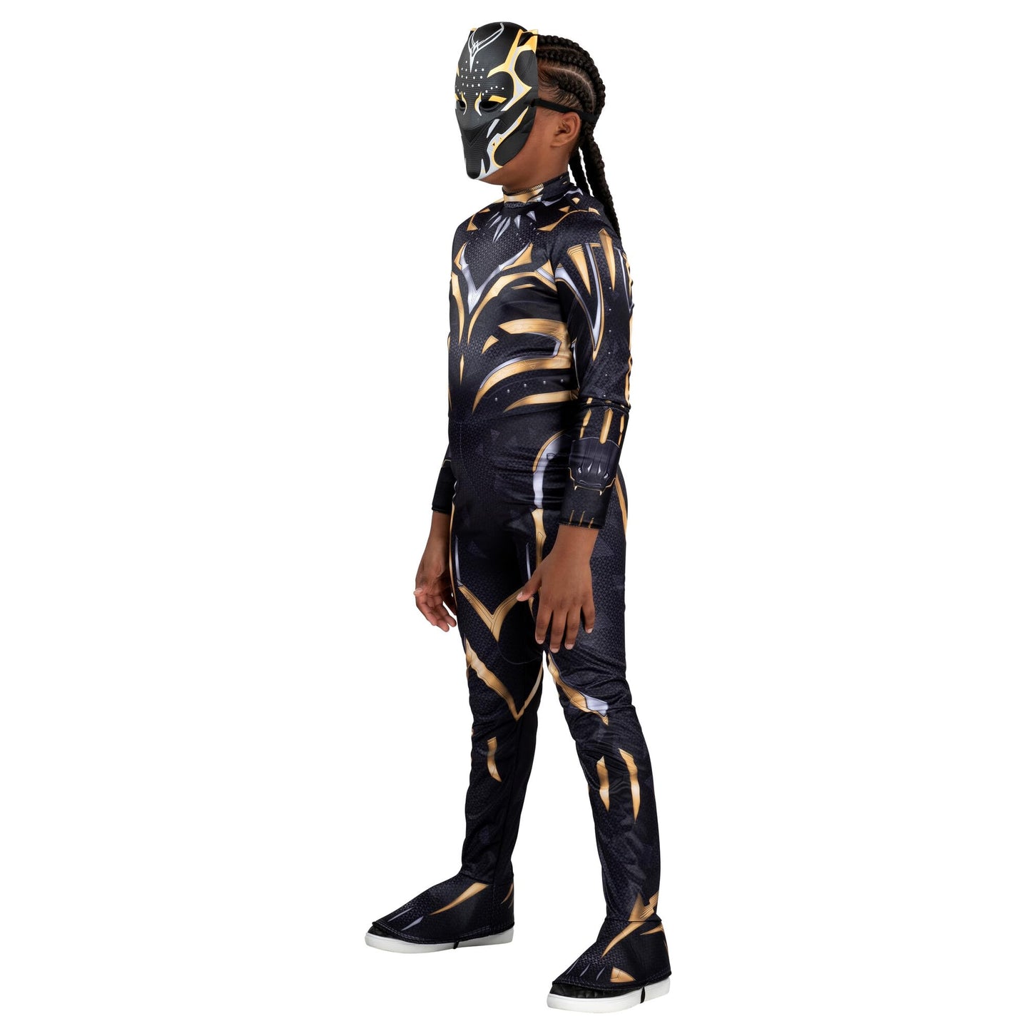 Marvel Black Panther Official Youth Halloween Costume - Premium Quality Padded Jumpsuit with Plastic Mask (L)