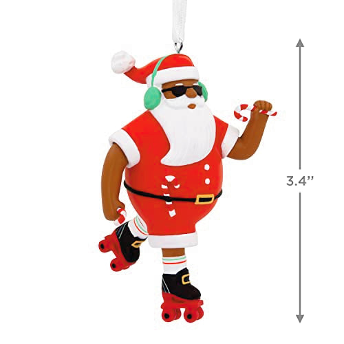 Hallmark Mahogany Roller Skating Santa Claus Christmas Ornament