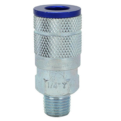 Milton 786TC ColorFit Couplers, T-style Blue, 1/4" NPT Male, Box of 10