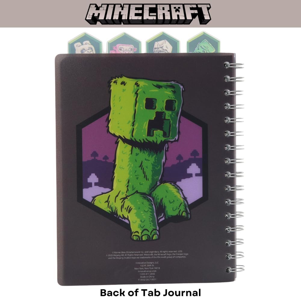 Minecraft Movie Tab Journal Notebook for Kids, Spiral Bound, 96 Lined Pages, 8 x 7 inches