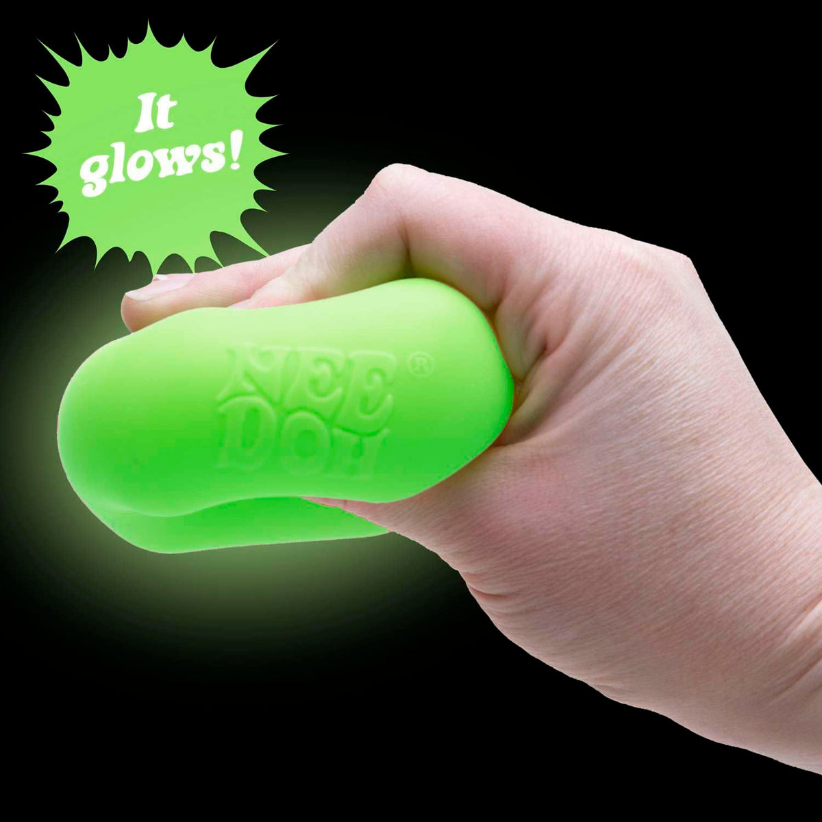 Schylling NeeDoh Nice Cube Glow - Super Solid Glow in The Dark Squish Sensory Toy