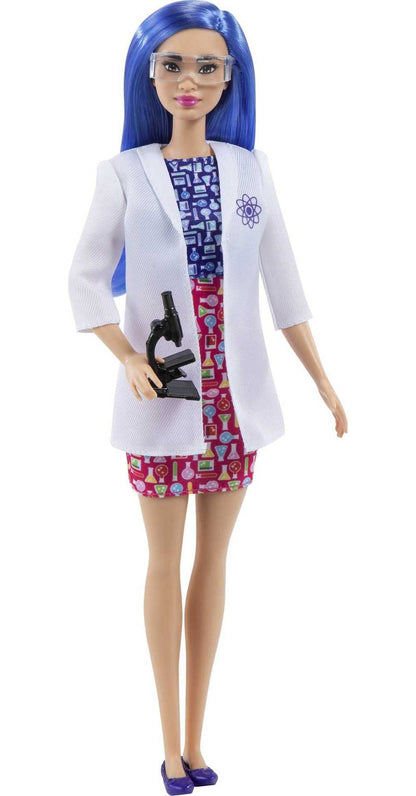 Barbie Scientist Doll with Blue Hair, Lab Coat, Flats and Microscope