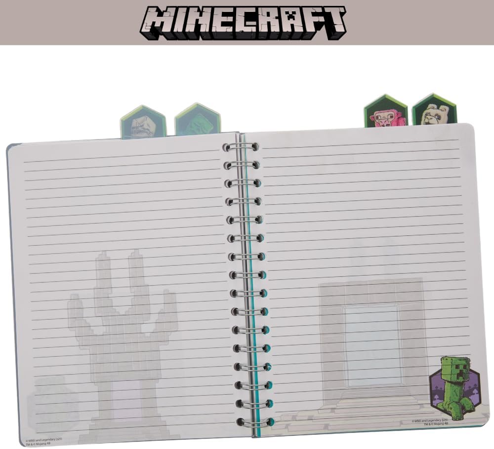 Minecraft Movie Tab Journal Notebook for Kids, Spiral Bound, 96 Lined Pages, 8 x 7 inches