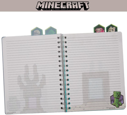 Minecraft Movie Tab Journal Notebook for Kids, Spiral Bound, 96 Lined Pages, 8 x 7 inches
