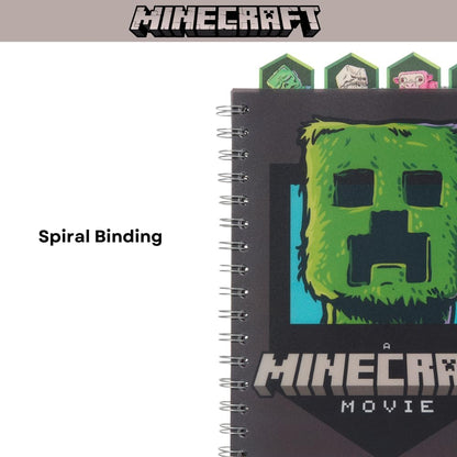 Minecraft Movie Tab Journal Notebook for Kids, Spiral Bound, 96 Lined Pages, 8 x 7 inches