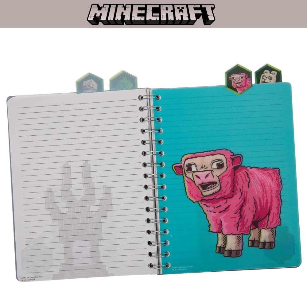 Minecraft Movie Tab Journal Notebook for Kids, Spiral Bound, 96 Lined Pages, 8 x 7 inches
